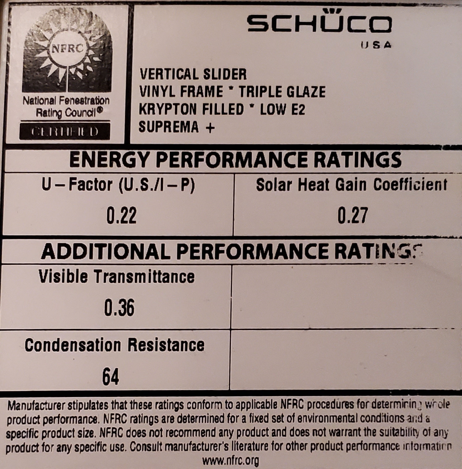 NFRC Label of a Window